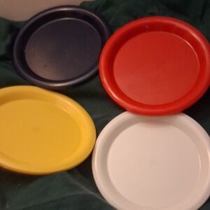Multi-Color Dinnerware Plate Set - Red, Yellow, Blue, White